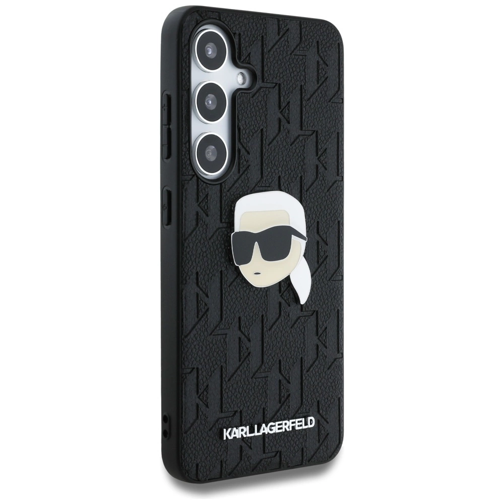 Case Karl Lagerfeld Leather Monogram Pin Logo Karl Head Samsung Galaxy S25 Plus blackeng