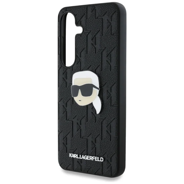 Case Karl Lagerfeld Leather Monogram Pin Logo Karl Head Samsung Galaxy S25 Plus blackeng