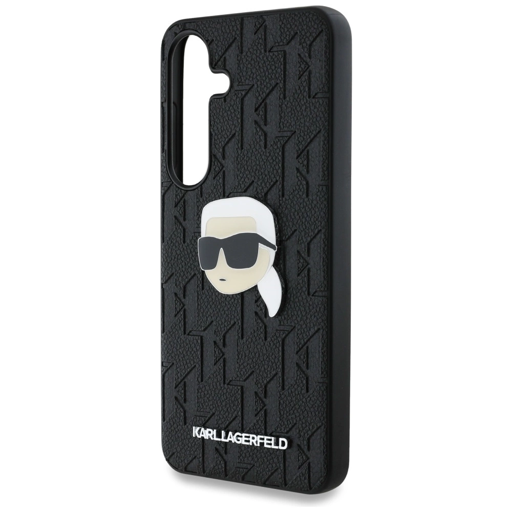 Case Karl Lagerfeld Leather Monogram Pin Logo Karl Head Samsung Galaxy S25 Plus blackeng