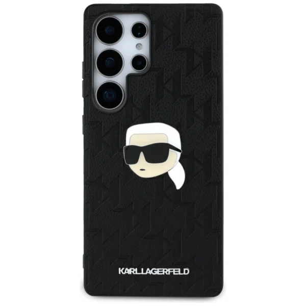 Karl Lagerfeld Leather Monogram Pin Logo Karl Head Samsung Galaxy S25 Ultra Case Blackeng