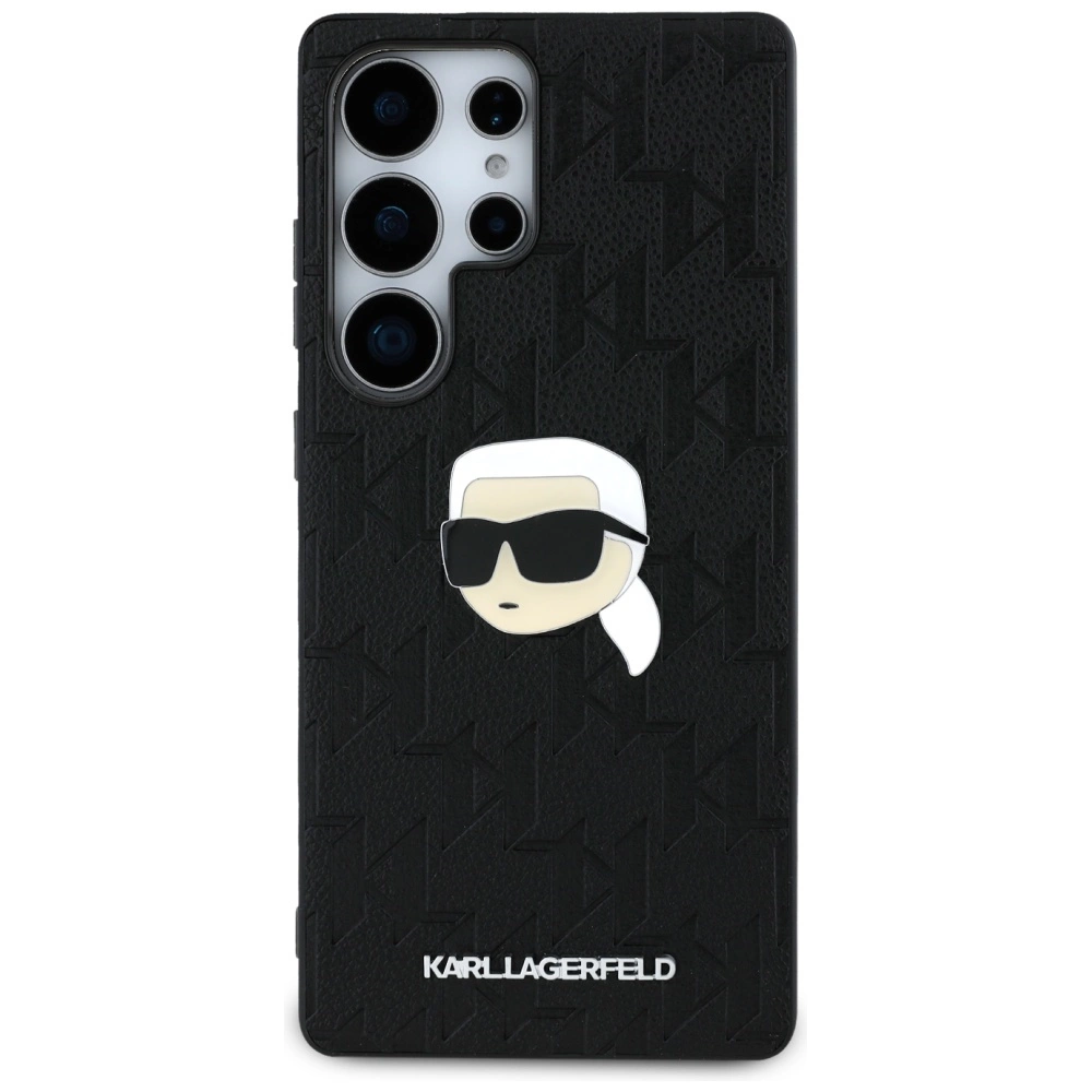 Karl Lagerfeld Leather Monogram Pin Logo Karl Head Samsung Galaxy S25 Ultra Case Blackeng