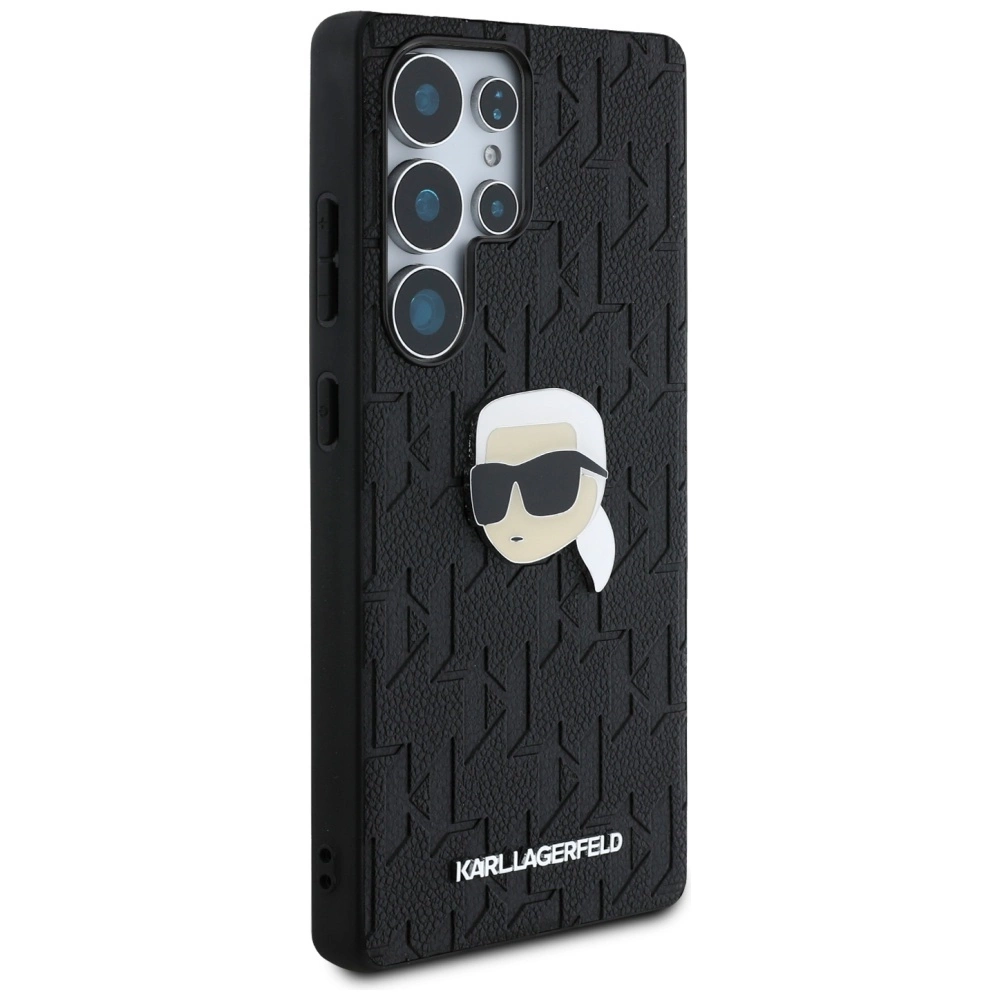 Karl Lagerfeld Leather Monogram Pin Logo Karl Head Samsung Galaxy S25 Ultra Case Blackeng