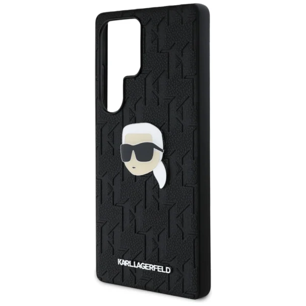 Karl Lagerfeld Leather Monogram Pin Logo Karl Head Samsung Galaxy S25 Ultra Case Blackeng