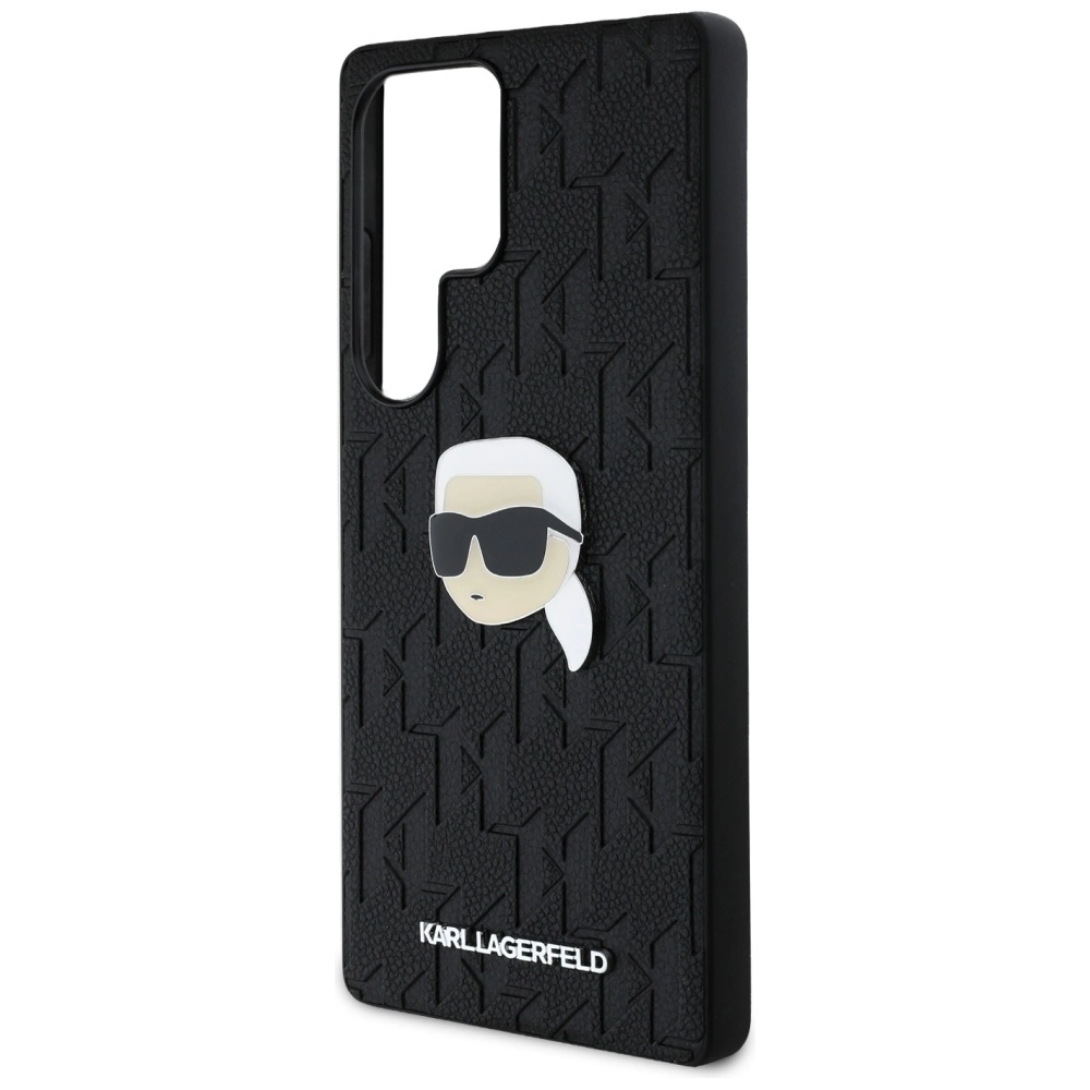 Karl Lagerfeld Leather Monogram Pin Logo Karl Head Samsung Galaxy S25 Ultra Case Blackeng