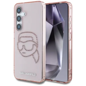 Karl Lagerfeld Rhinestones K. Head Logo Samsung Galaxy S25 Case Pinkeng