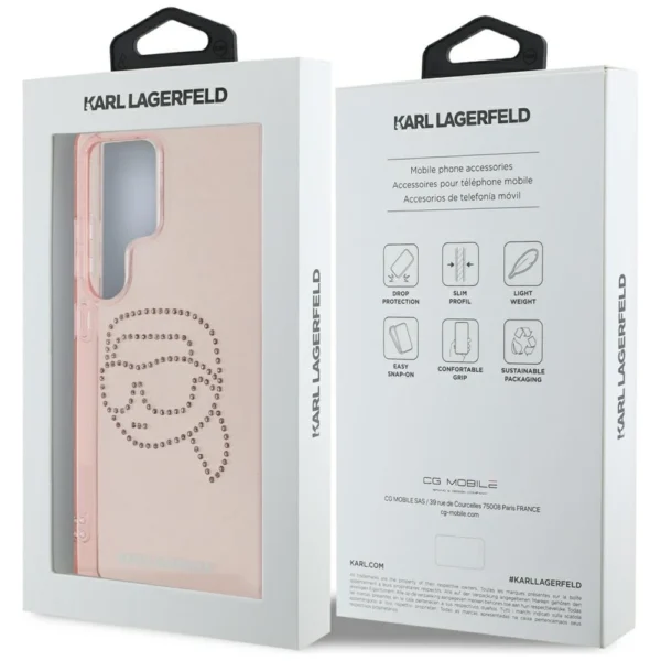 Karl Lagerfeld Rhinestones K. Head Logo Samsung Galaxy S25 Ultra Case Pinkeng