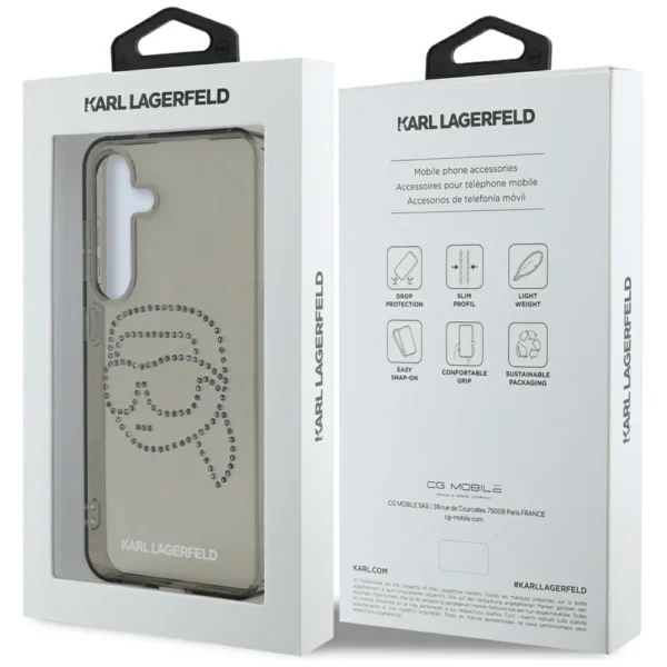 Case Karl Lagerfeld Rhinestones Karl Head Logo Samsung Galaxy S25 blackeng