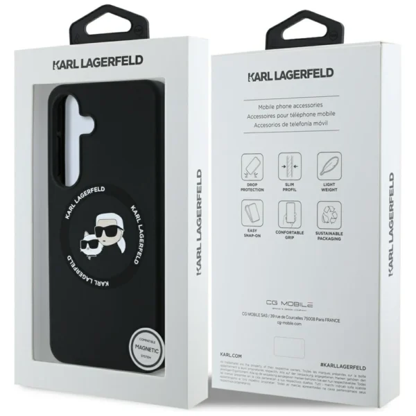 Karl Lagerfeld Silicone Double Heads And Circle MagSafe Samsung Galaxy S25 case blackeng