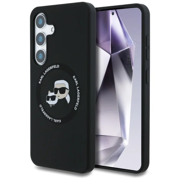Karl Lagerfeld Silicone Double Heads And Circle MagSafe Samsung Galaxy S25 Plus case blackeng