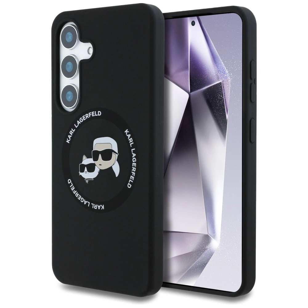 Karl Lagerfeld Silicone Double Heads And Circle MagSafe Samsung Galaxy S25 Plus case blackeng