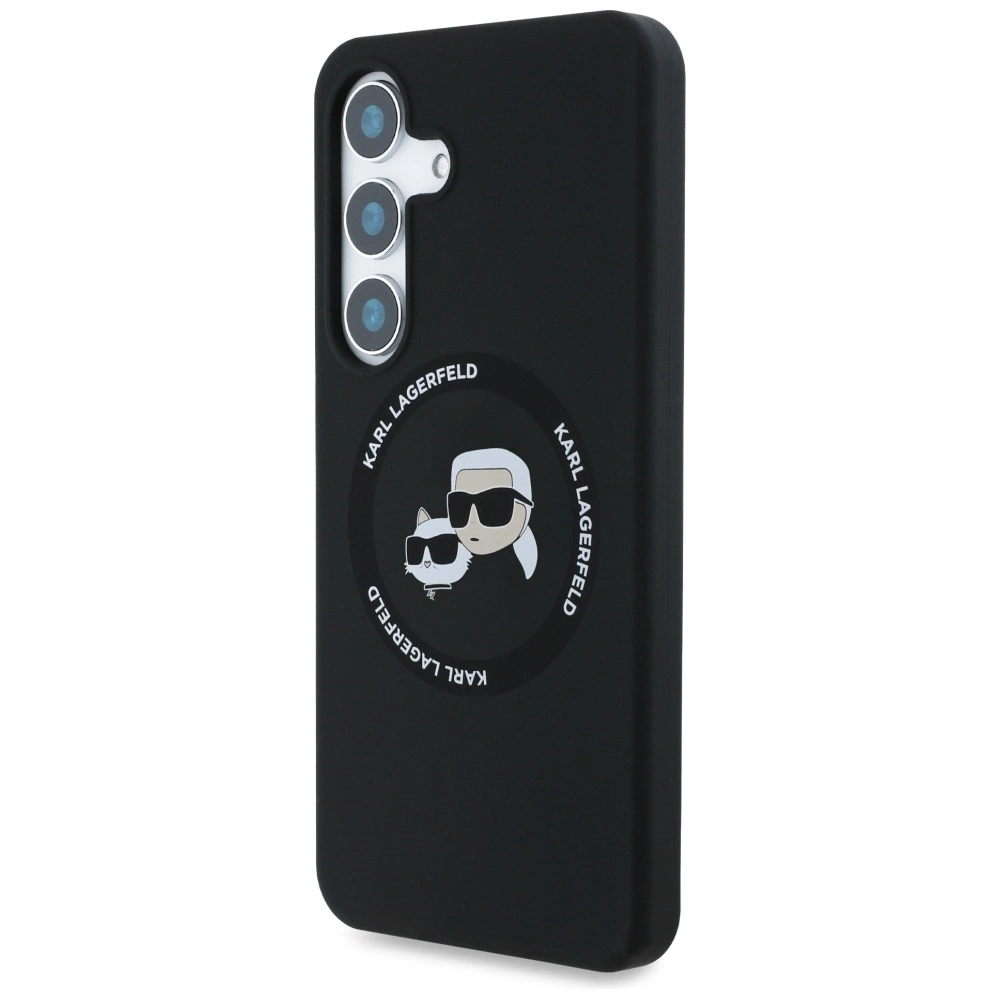 Karl Lagerfeld Silicone Double Heads And Circle MagSafe Samsung Galaxy S25 Plus case blackeng