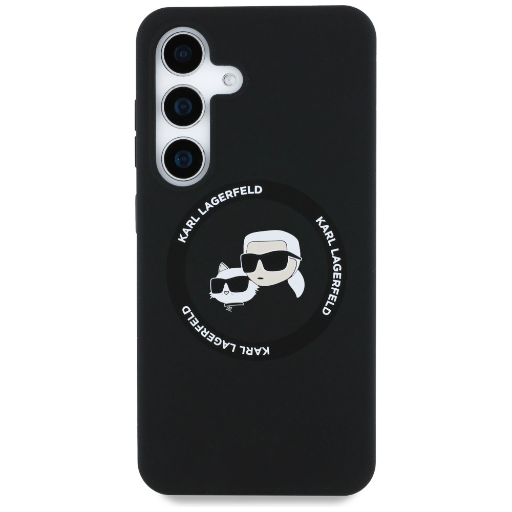 Karl Lagerfeld Silicone Double Heads And Circle MagSafe Samsung Galaxy S25 Plus case blackeng