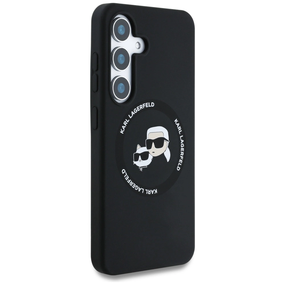 Karl Lagerfeld Silicone Double Heads And Circle MagSafe Samsung Galaxy S25 Plus case blackeng