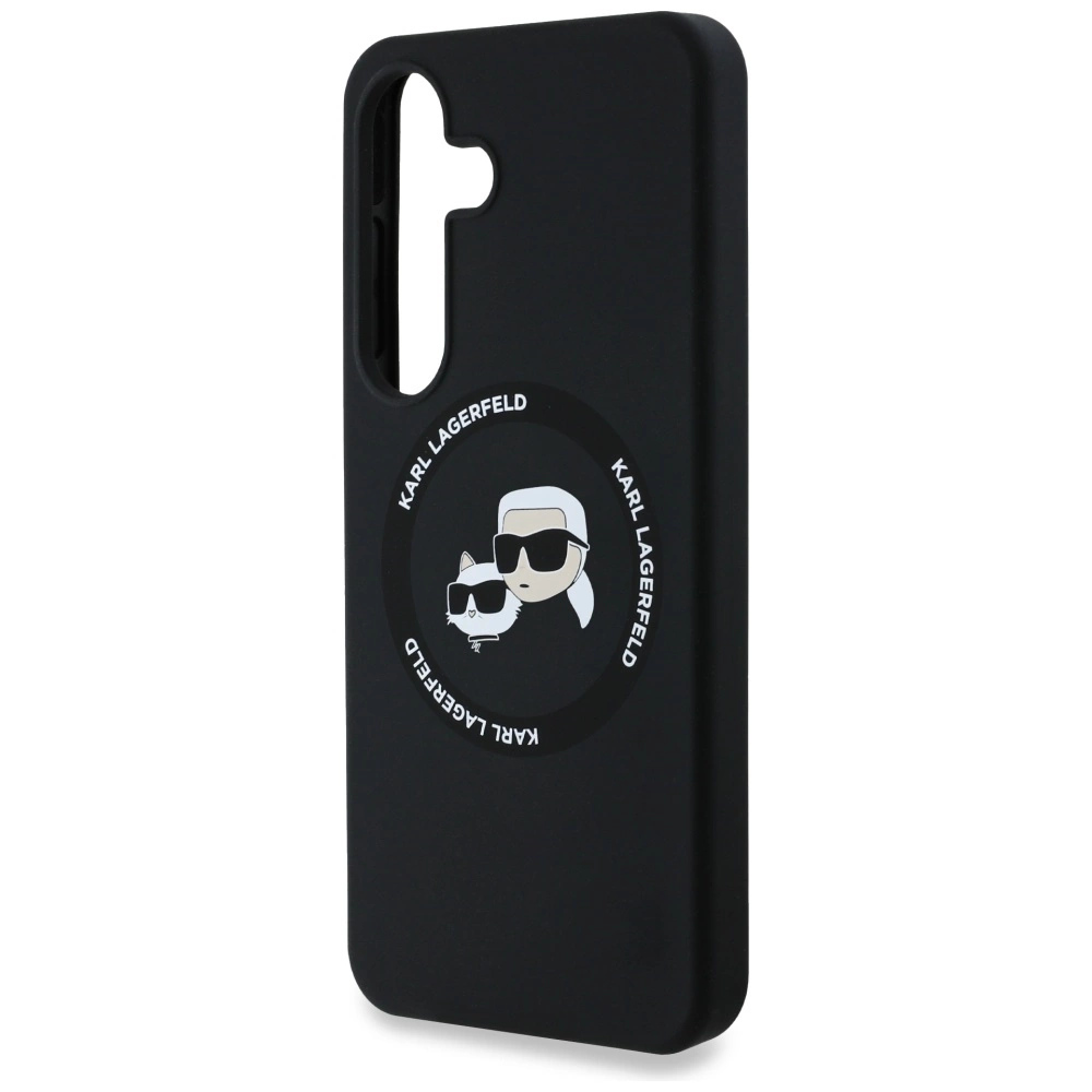 Karl Lagerfeld Silicone Double Heads And Circle MagSafe Samsung Galaxy S25 Plus case blackeng