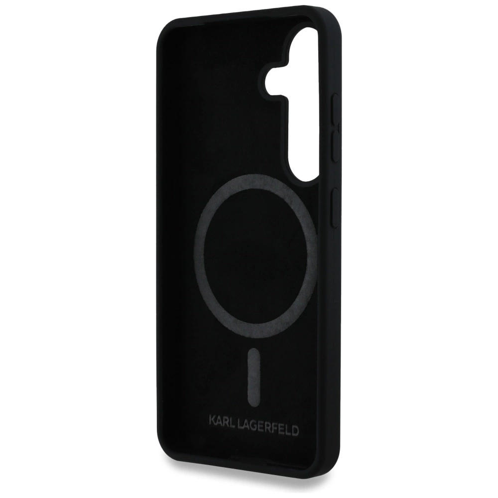 Karl Lagerfeld Silicone Double Heads And Circle MagSafe Samsung Galaxy S25 Plus case blackeng