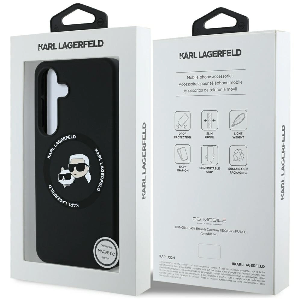 Karl Lagerfeld Silicone Double Heads And Circle MagSafe Samsung Galaxy S25 Plus case blackeng