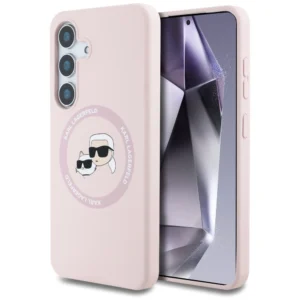 Karl Lagerfeld Silicone Double Heads And Circle MagSafe Samsung Galaxy S25 Plus Case Pinkeng
