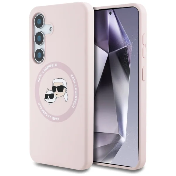 Karl Lagerfeld Silicone Double Heads And Circle MagSafe Samsung Galaxy S25 Case Pinkeng