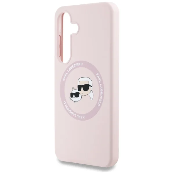 Karl Lagerfeld Silicone Double Heads And Circle MagSafe Samsung Galaxy S25 Case Pinkeng