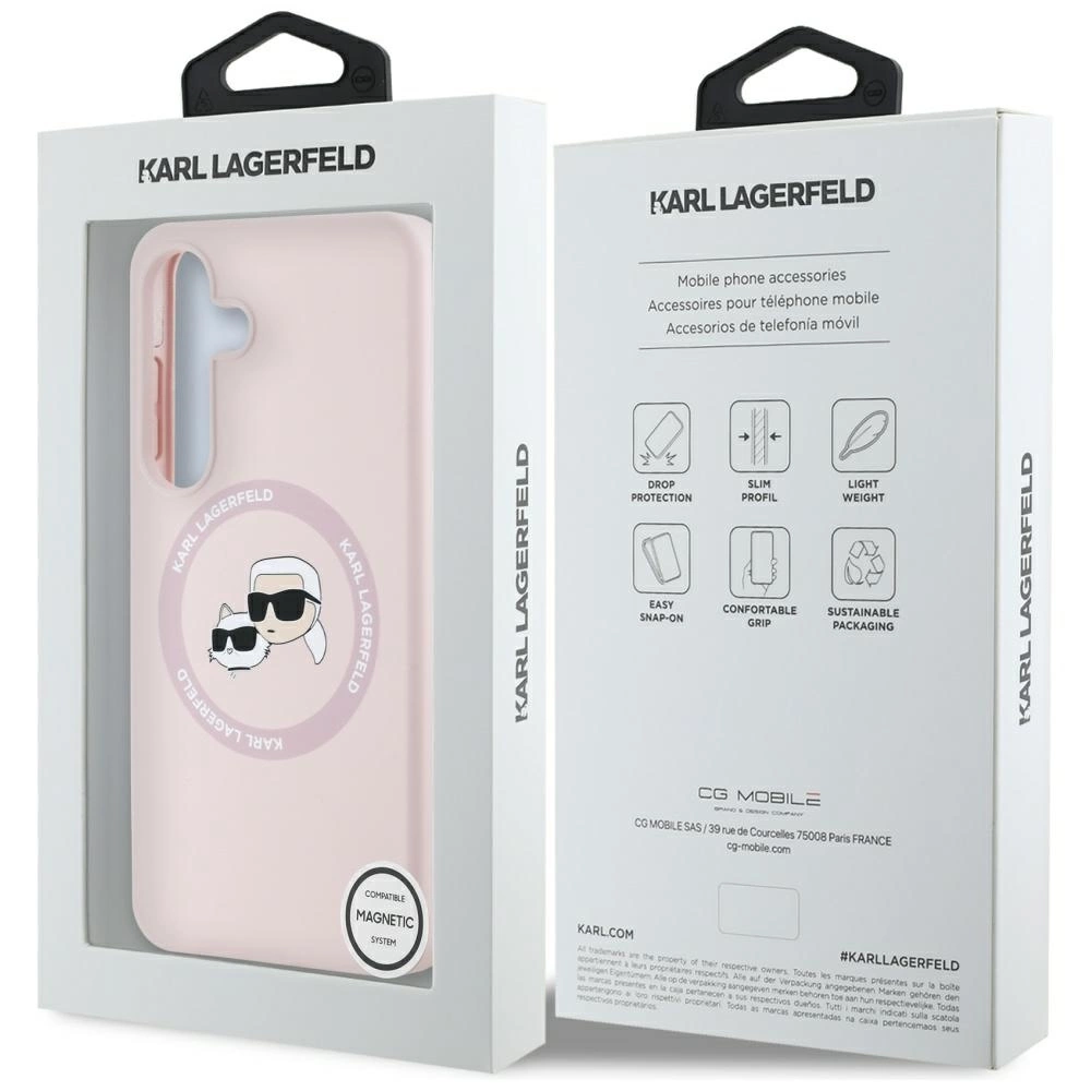 Karl Lagerfeld Silicone Double Heads And Circle MagSafe Samsung Galaxy S25 Case Pinkeng