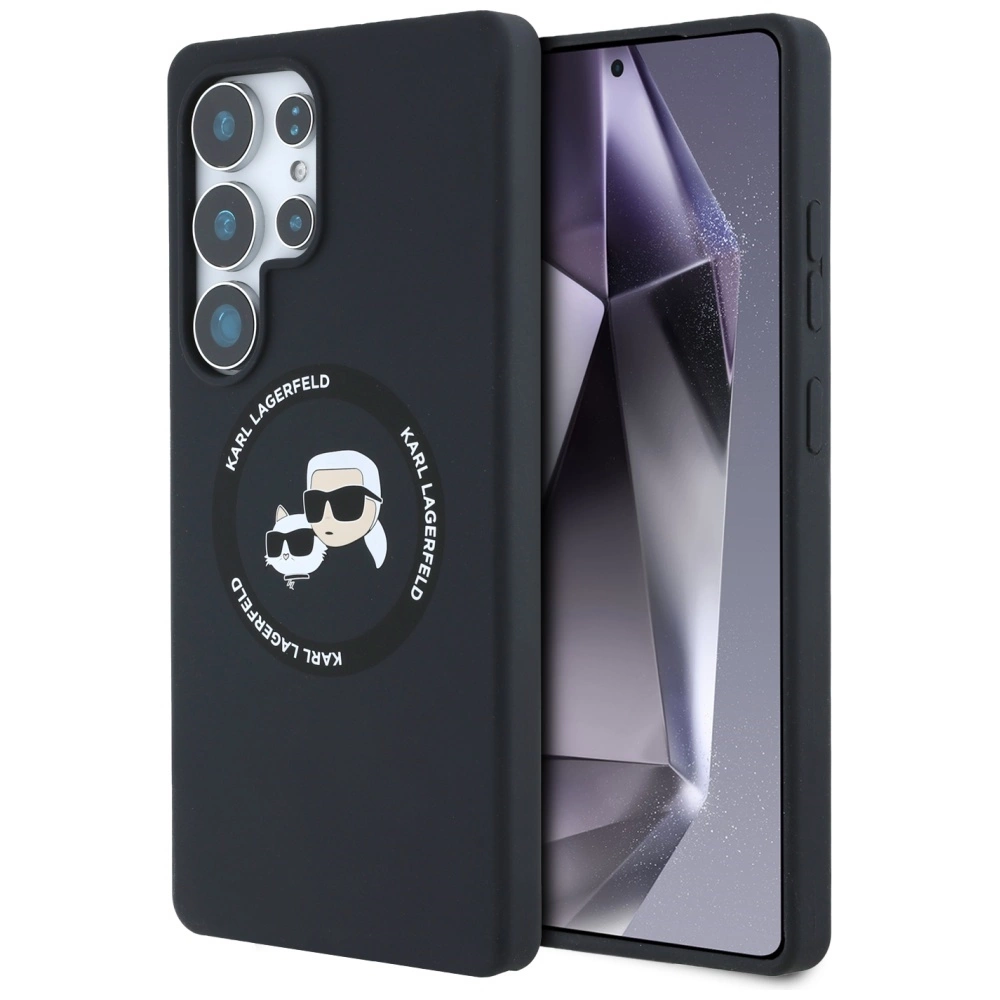 Karl Lagerfeld Silicone Double Heads And Circle MagSafe Samsung Galaxy S25 Ultra case blackeng