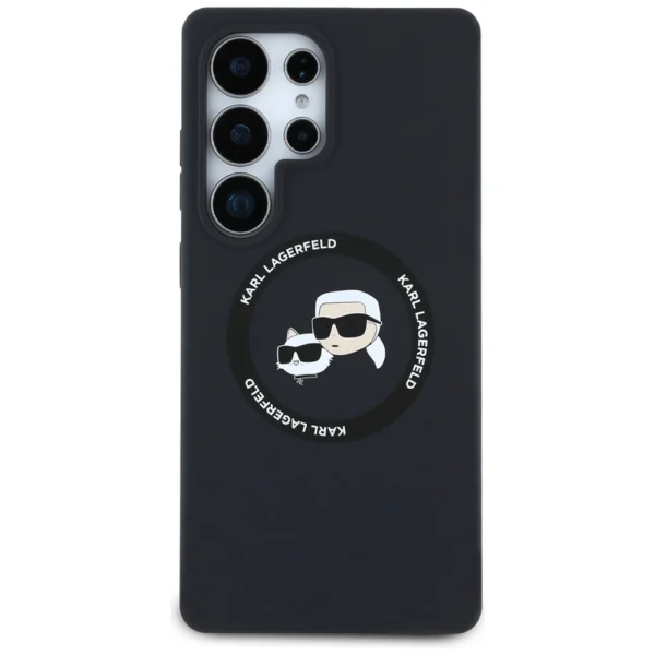 Karl Lagerfeld Silicone Double Heads And Circle MagSafe Samsung Galaxy S25 Ultra case blackeng