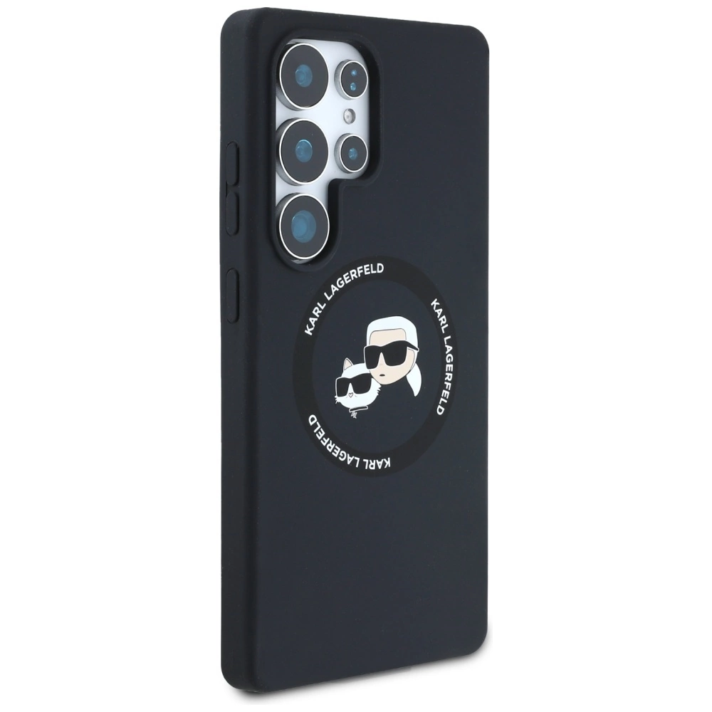 Karl Lagerfeld Silicone Double Heads And Circle MagSafe Samsung Galaxy S25 Ultra case blackeng