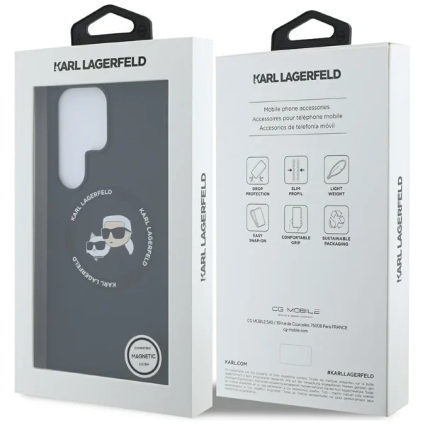 Karl Lagerfeld Silicone Double Heads And Circle MagSafe Samsung Galaxy S25 Ultra case blackeng