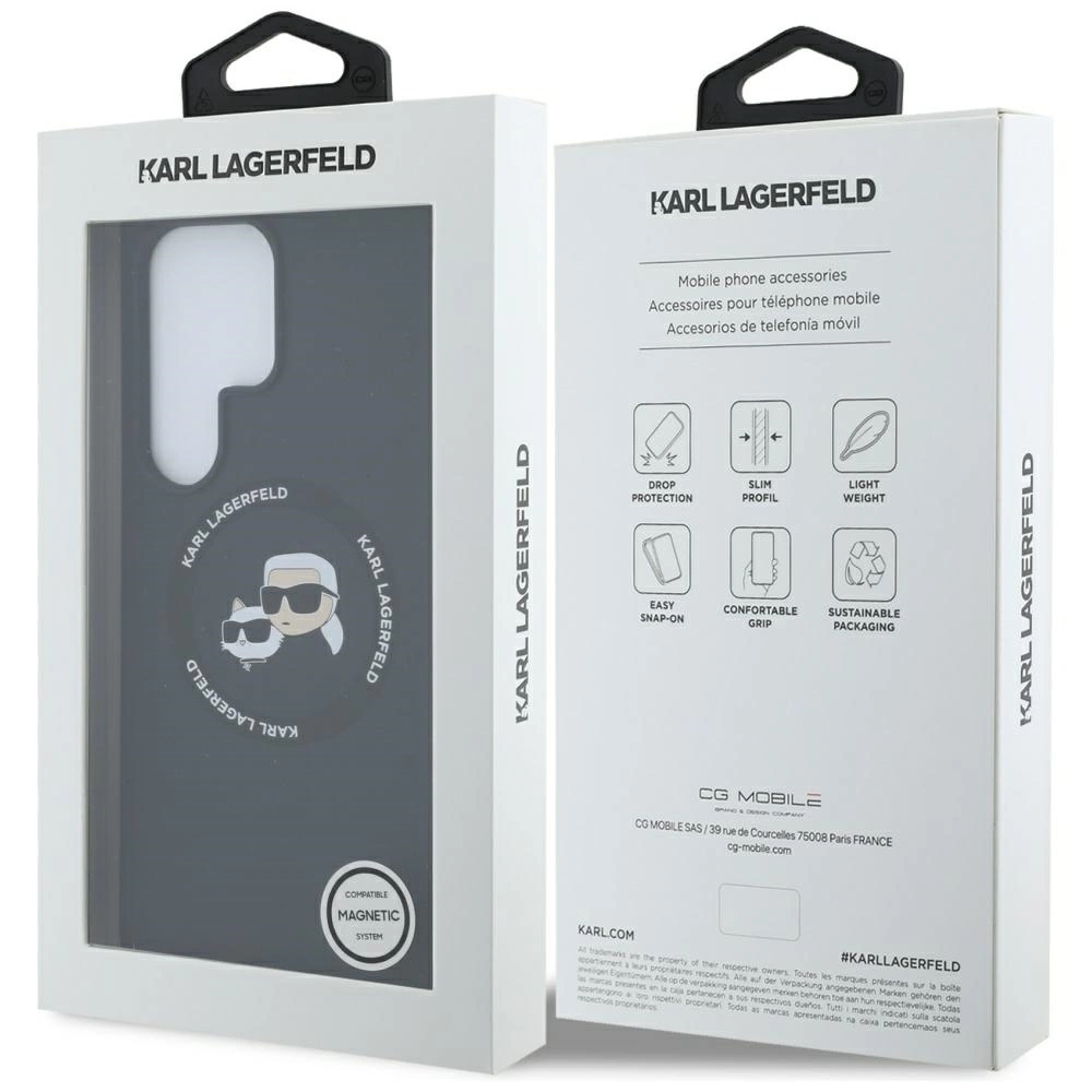 Karl Lagerfeld Silicone Double Heads And Circle MagSafe Samsung Galaxy S25 Ultra case blackeng