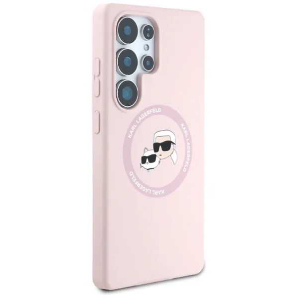 Karl Lagerfeld Silicone Double Heads And Circle MagSafe Samsung Galaxy S25 Ultra Case Pinkeng