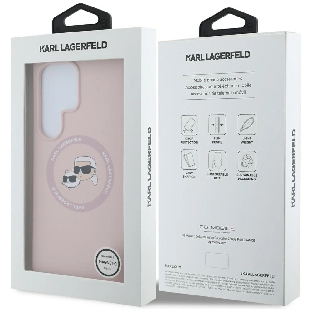 Karl Lagerfeld Silicone Double Heads And Circle MagSafe Samsung Galaxy S25 Ultra Case Pinkeng