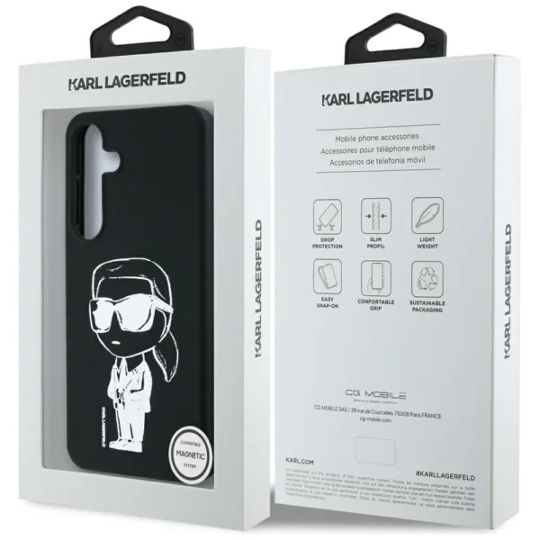 Case Karl Lagerfeld Silicone Graffiti Ikonik Printed Logo MagSafe Samsung Galaxy S25 blackeng