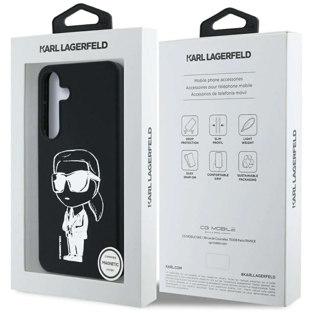 Case Karl Lagerfeld Silicone Graffiti Ikonik Printed Logo MagSafe Samsung Galaxy S25 blackeng