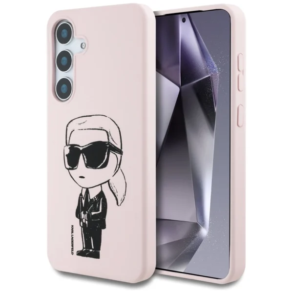 Case Karl Lagerfeld Silicone Graffiti Ikonik Printed Logo MagSafe Samsung Galaxy S25 pinkeng