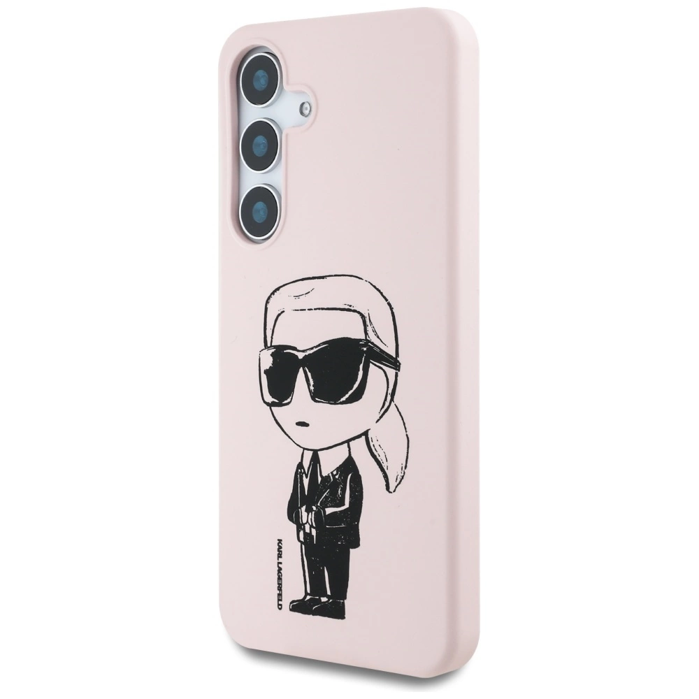 Case Karl Lagerfeld Silicone Graffiti Ikonik Printed Logo MagSafe Samsung Galaxy S25 pinkeng