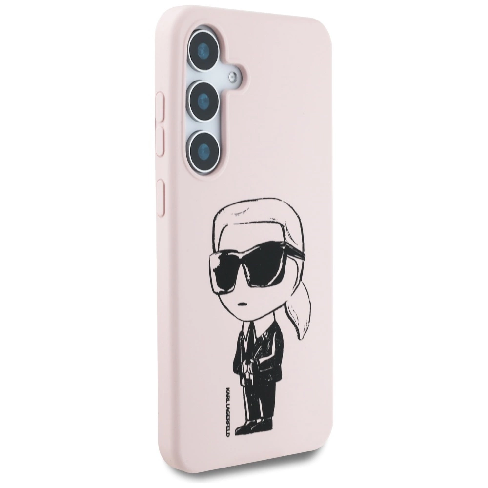 Case Karl Lagerfeld Silicone Graffiti Ikonik Printed Logo MagSafe Samsung Galaxy S25 pinkeng