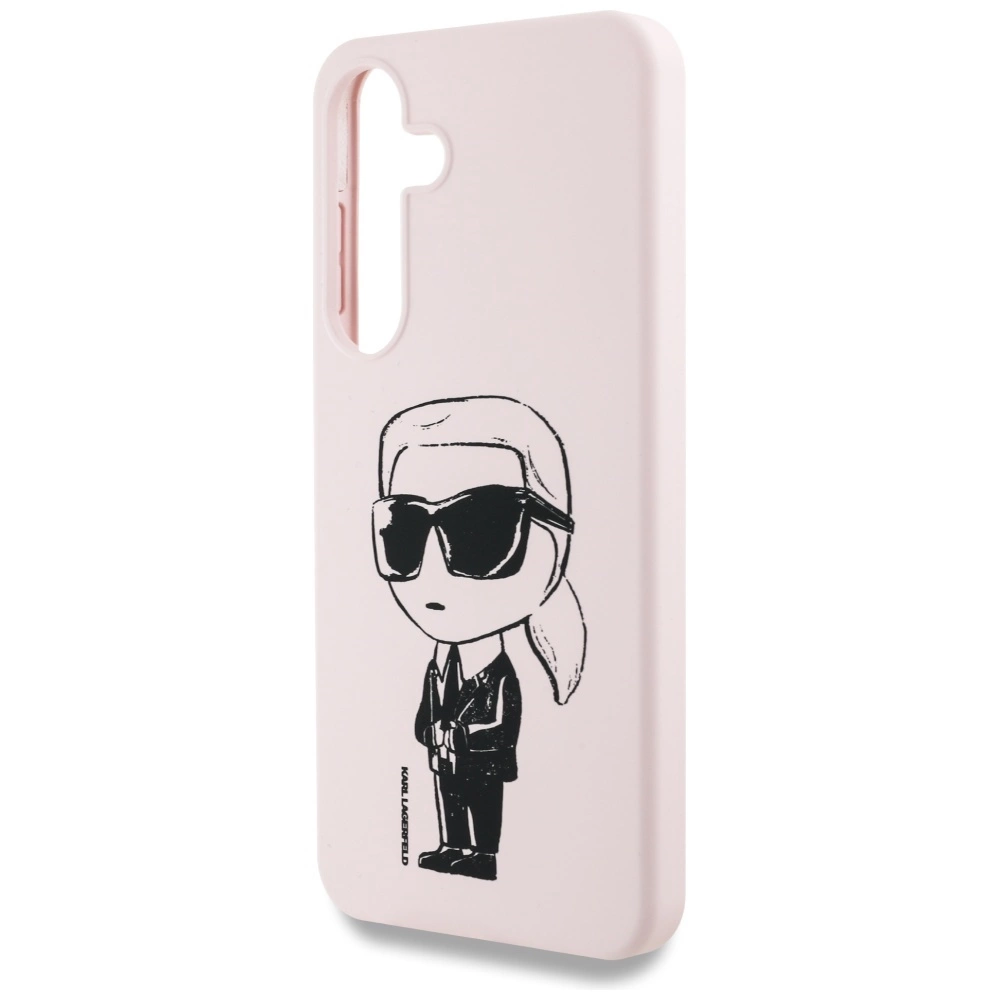 Case Karl Lagerfeld Silicone Graffiti Ikonik Printed Logo MagSafe Samsung Galaxy S25 pinkeng
