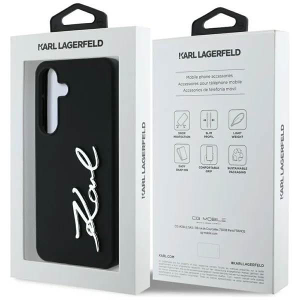 Case Karl Lagerfeld Silicone Metal Signature Logo Samsung Galaxy S25 blackeng