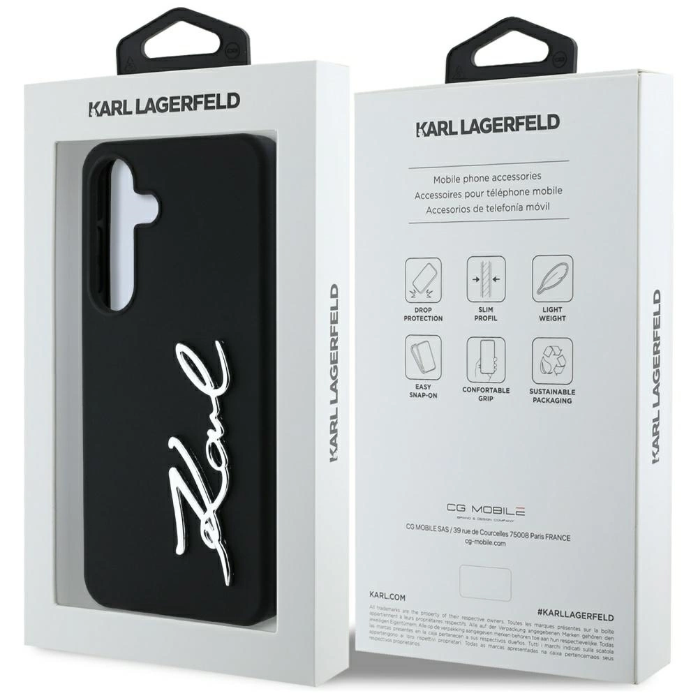 Case Karl Lagerfeld Silicone Metal Signature Logo Samsung Galaxy S25 blackeng