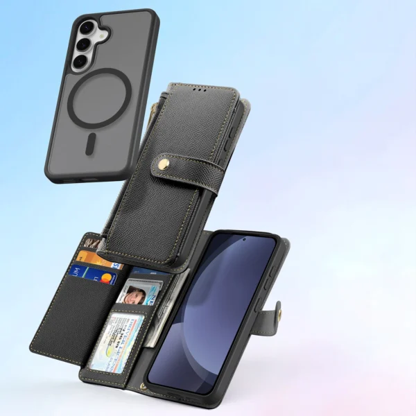 Dux Ducis Lawa Leather Case for Samsung Galaxy S25 with Detachable Magnetic Wallet - Blackeng