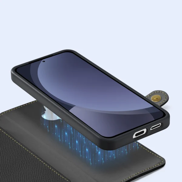 Dux Ducis Lawa Leather Case for Samsung Galaxy S25 with Detachable Magnetic Wallet - Blackeng