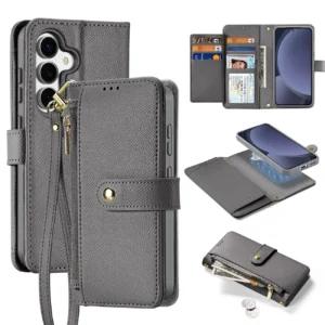 Dux Ducis Lawa Leather Case for Samsung Galaxy S25 with Detachable Magnetic Wallet - Grayeng