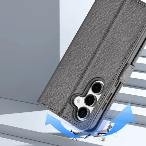 Dux Ducis Lawa Leather Case for Samsung Galaxy S25 with Detachable Magnetic Wallet - Grayeng