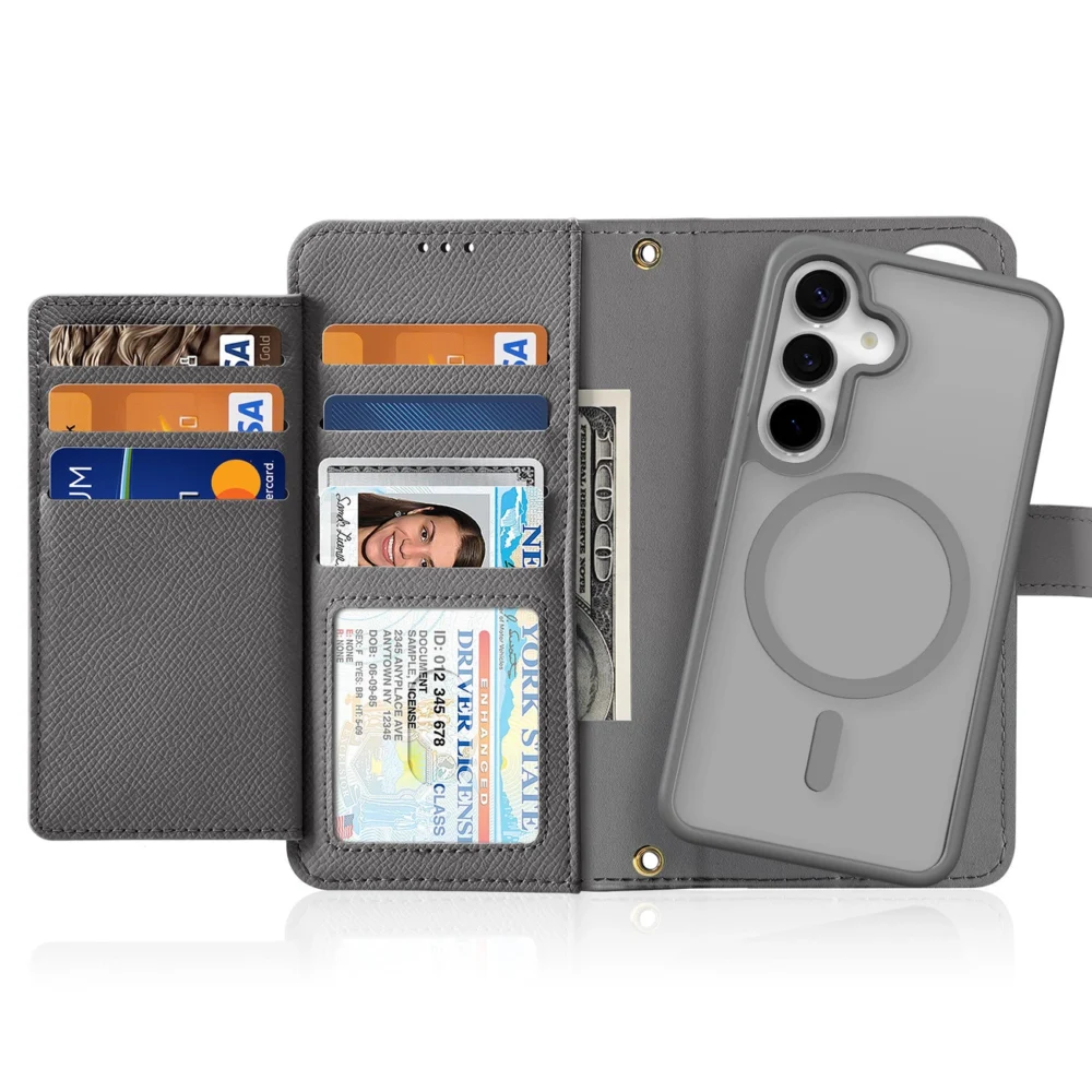 Dux Ducis Lawa Leather Case for Samsung Galaxy S25+ with Detachable Magnetic Wallet - Grayeng