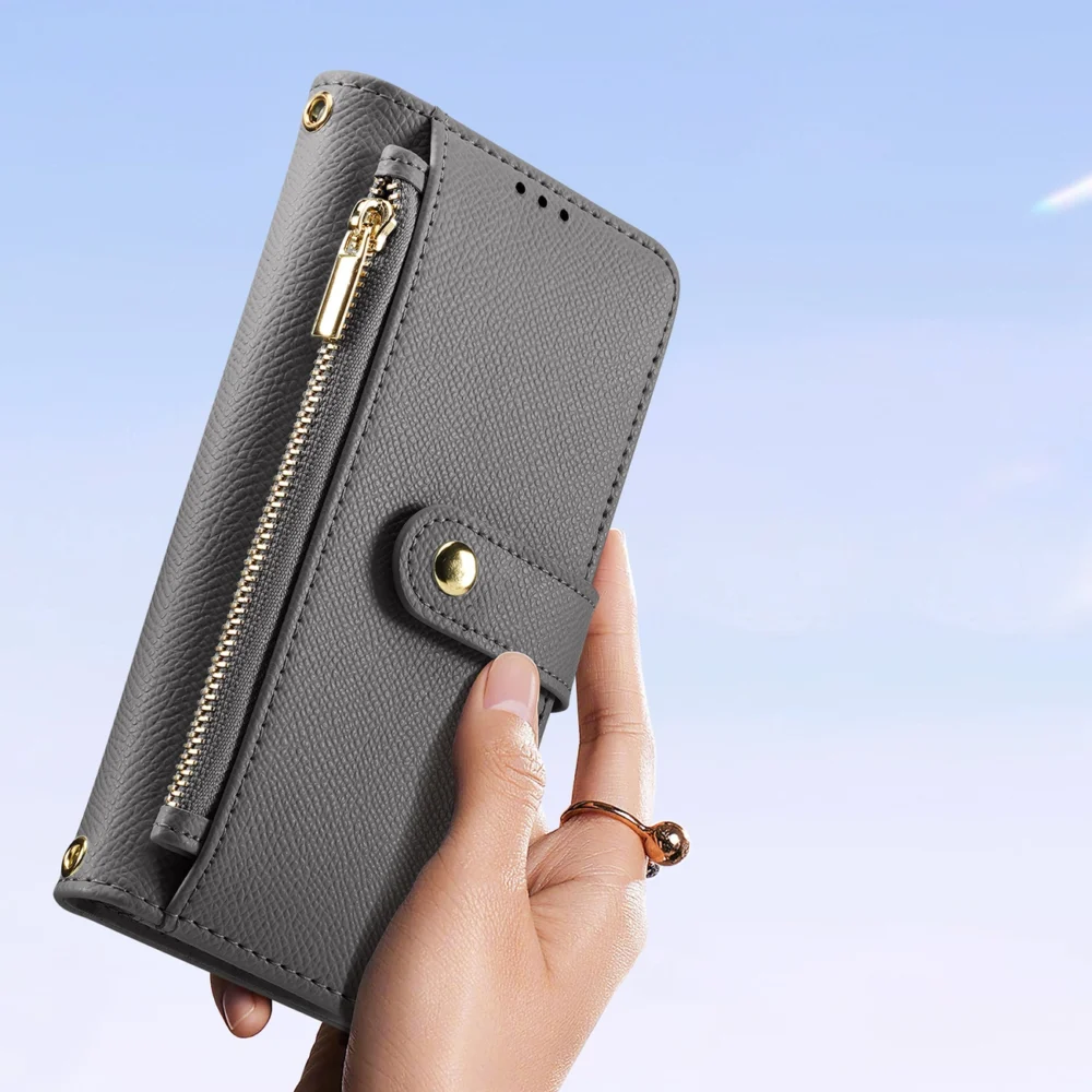 Dux Ducis Lawa Leather Case for Samsung Galaxy S25+ with Detachable Magnetic Wallet - Grayeng
