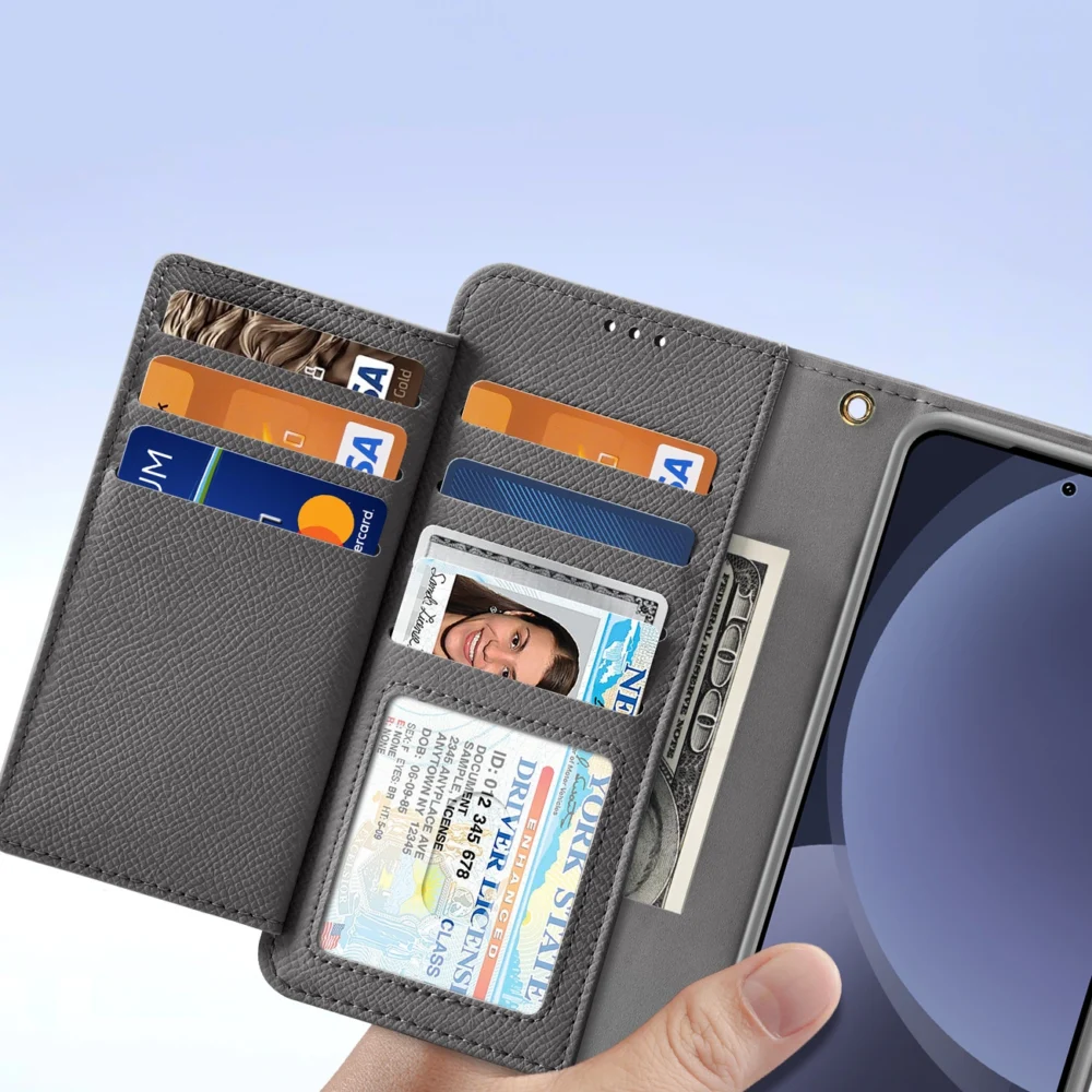 Dux Ducis Lawa Leather Case for Samsung Galaxy S25+ with Detachable Magnetic Wallet - Grayeng