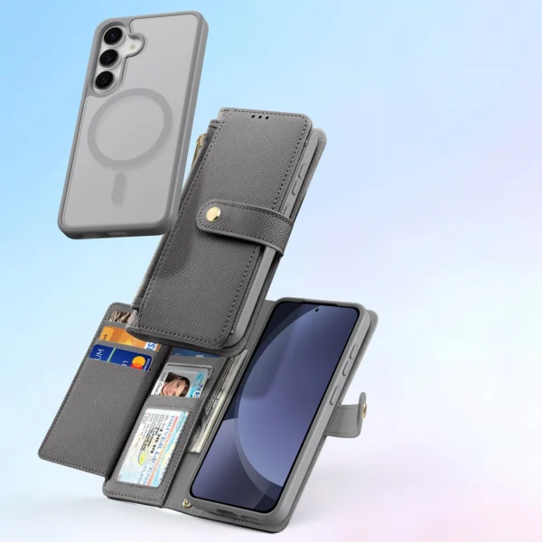 Dux Ducis Lawa Leather Case for Samsung Galaxy S25+ with Detachable Magnetic Wallet - Grayeng