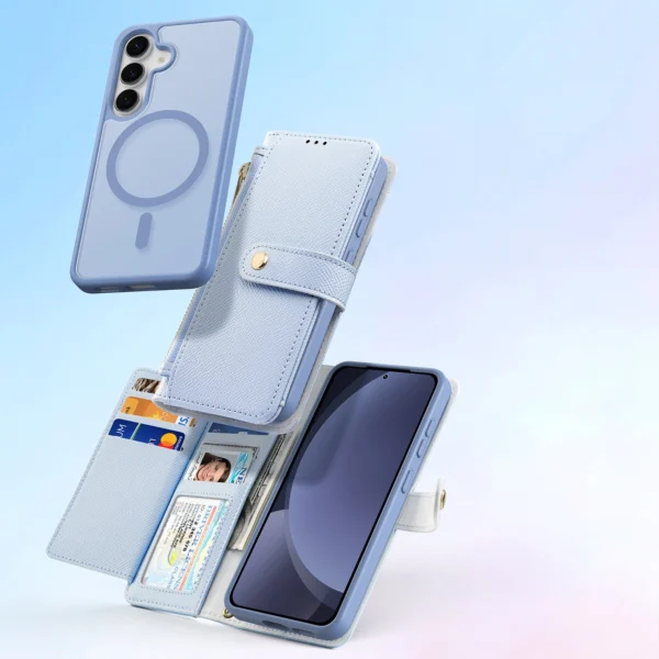 Dux Ducis Lawa Leather Case for Samsung Galaxy S25+ with Detachable Magnetic Wallet - Blueeng