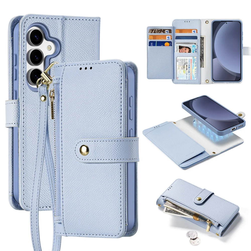 Dux Ducis Lawa Leather Case for Samsung Galaxy S25+ with Detachable Magnetic Wallet - Blueeng