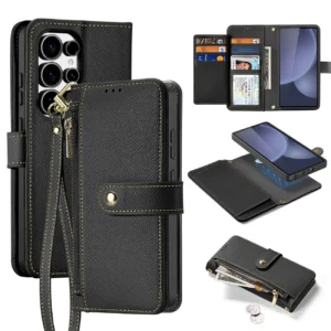 Dux Ducis Lawa Leather Case for Samsung Galaxy S25 Ultra with Detachable Magnetic Wallet - Blackeng